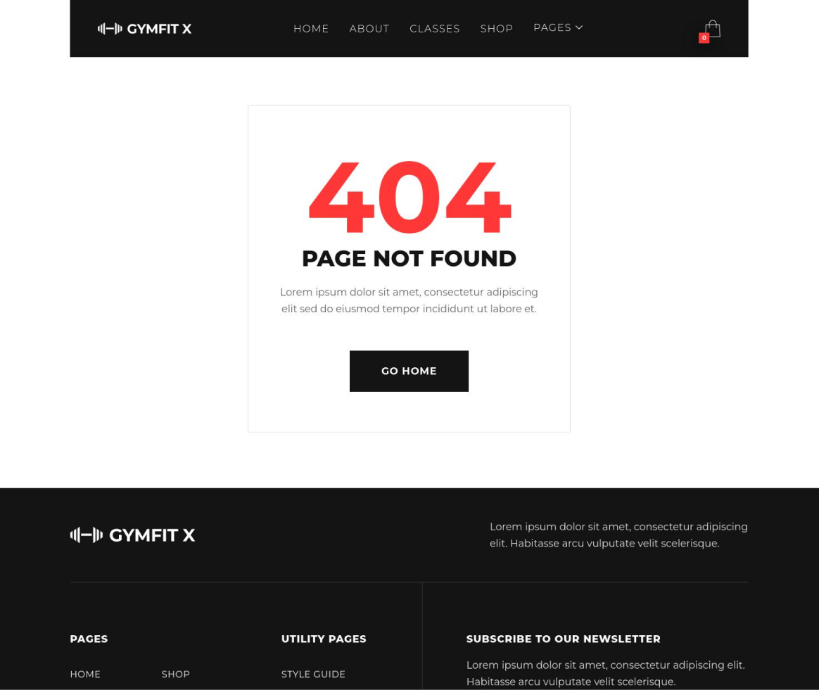 Gymfit X - 404 not found page - Gym Webflow Template