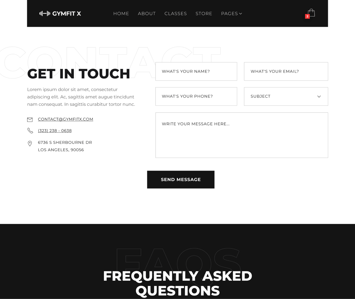 Gymfit X - Contact page - Gym Webflow Template