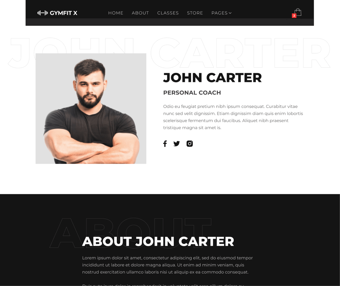 Gymfit X - Trainers Single page - Gym Webflow Template