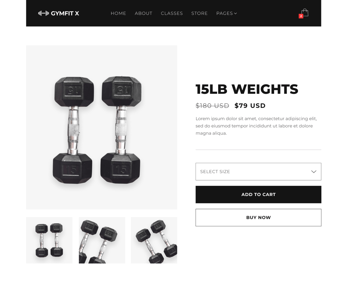 Gymfit X - Shop single page - Gym Webflow Template