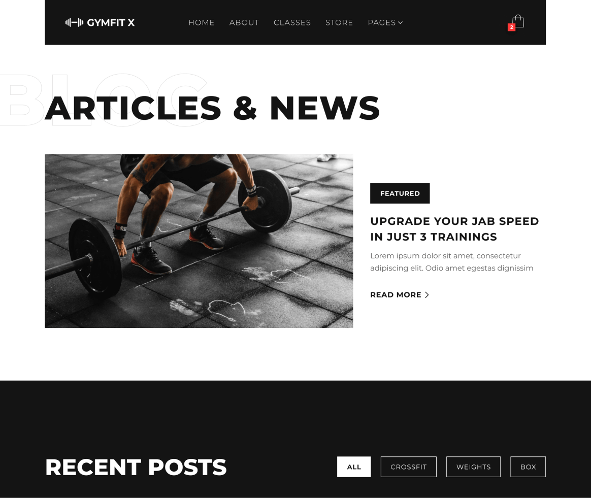 Gymfit X - Blog page - Gym Webflow Template