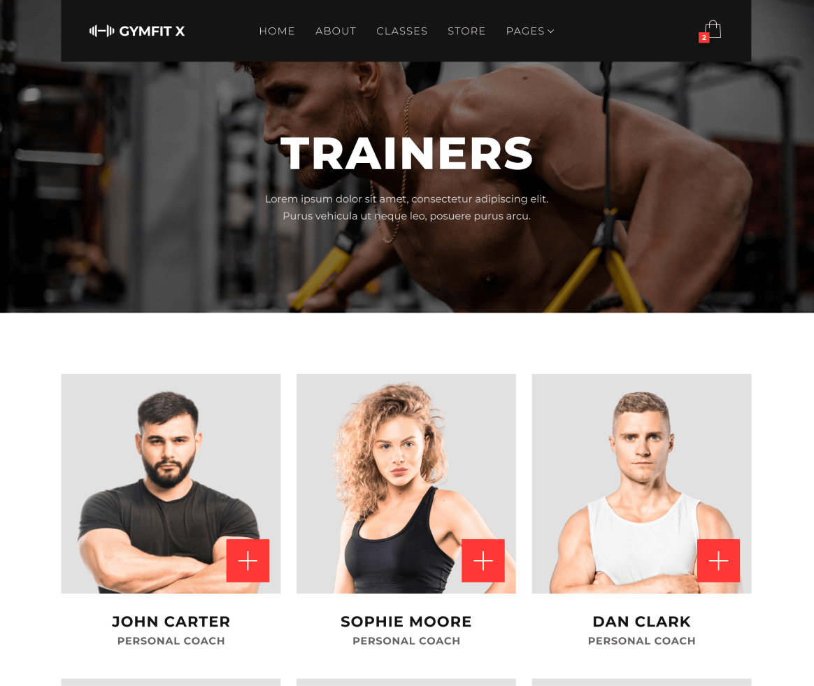 Gymfit X - Trainers page - Gym Webflow Template