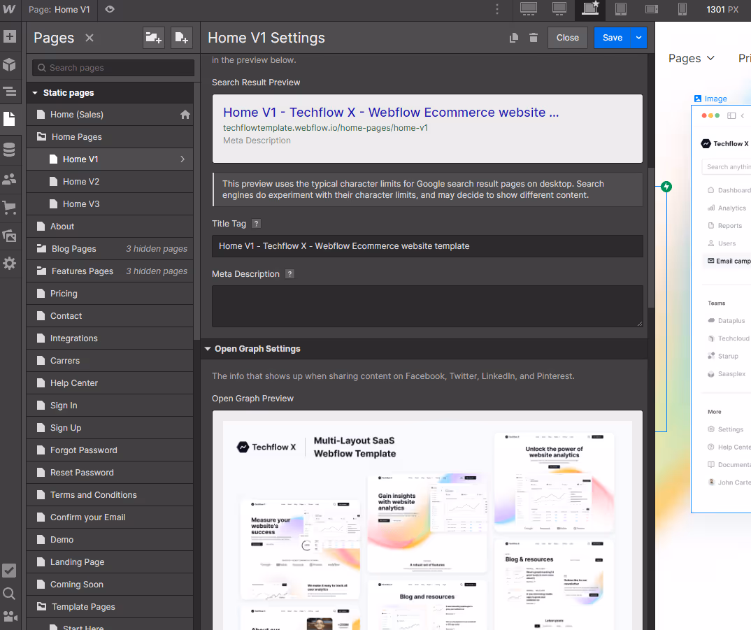 SEO - Techflow X Webflow Template