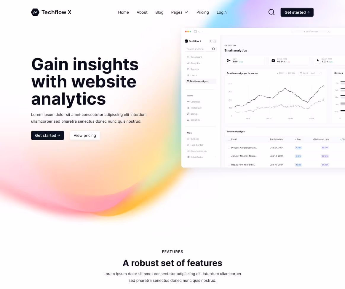 Techflow X - Home V1 Page - Multi-Layout Saas Webflow Template
