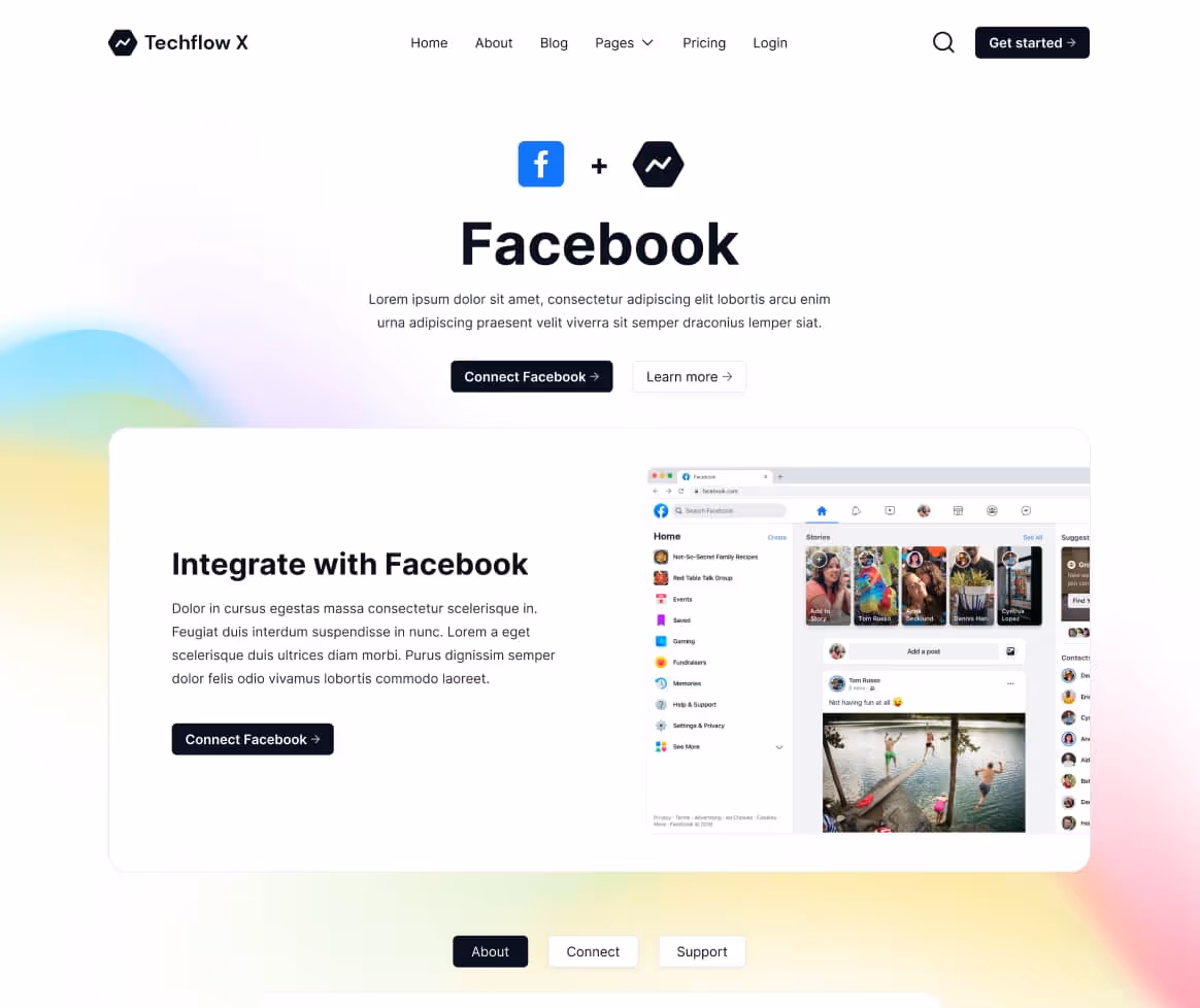 Techflow X - Integration Single Page - Multi-Layout Saas Webflow Template