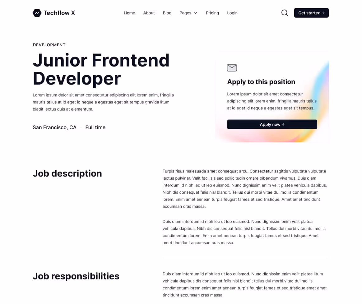 Techflow X - Career Single Page - Multi-Layout Saas Webflow Template