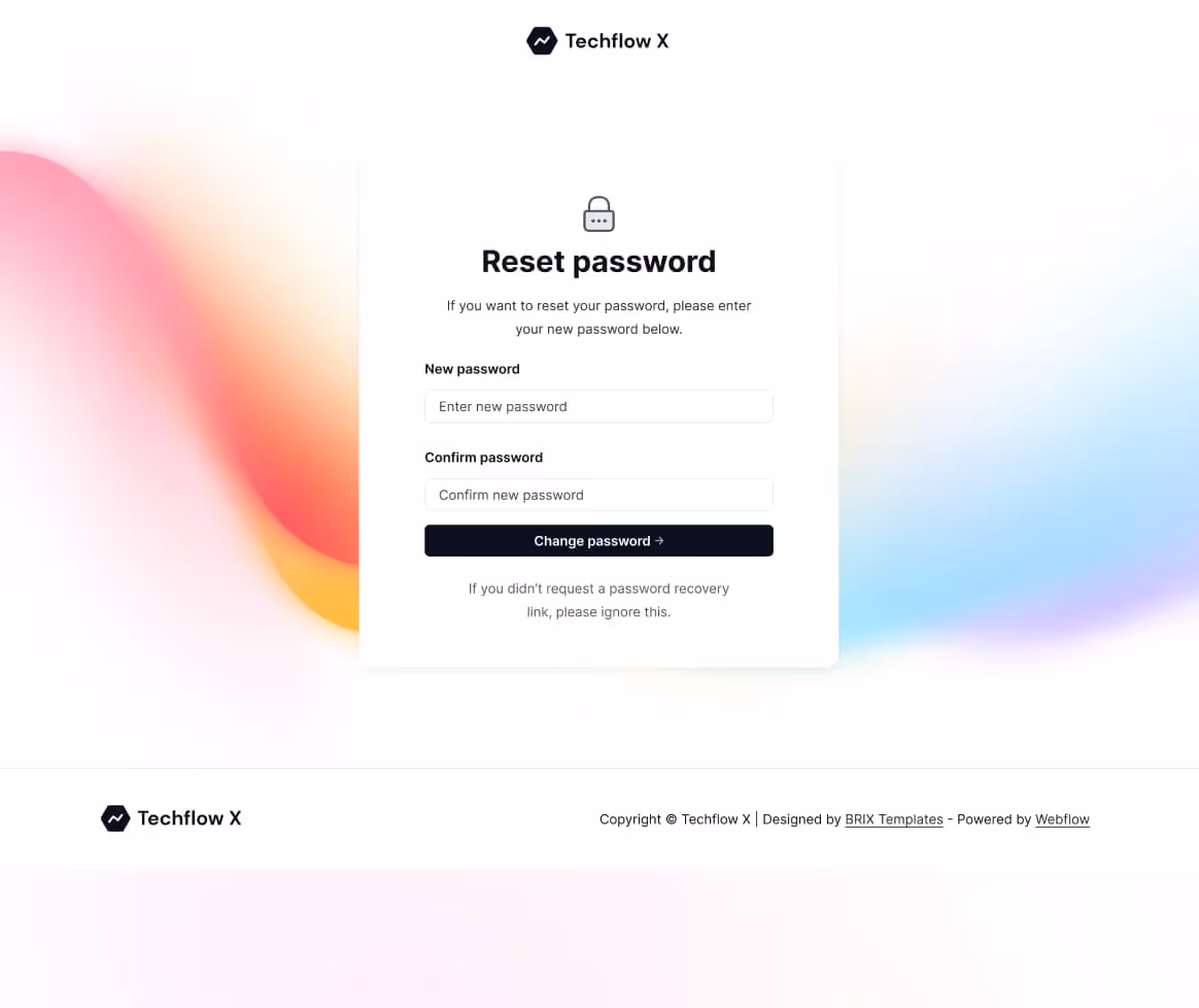 Techflow X - Reset Password Page - Multi-Layout Saas Webflow Template