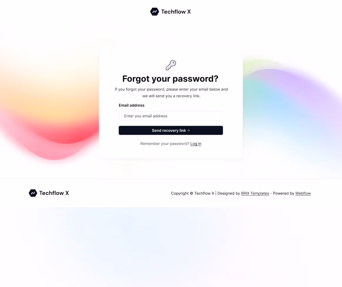 Techflow X - Forgot Password Page - Multi-Layout Saas Webflow Template