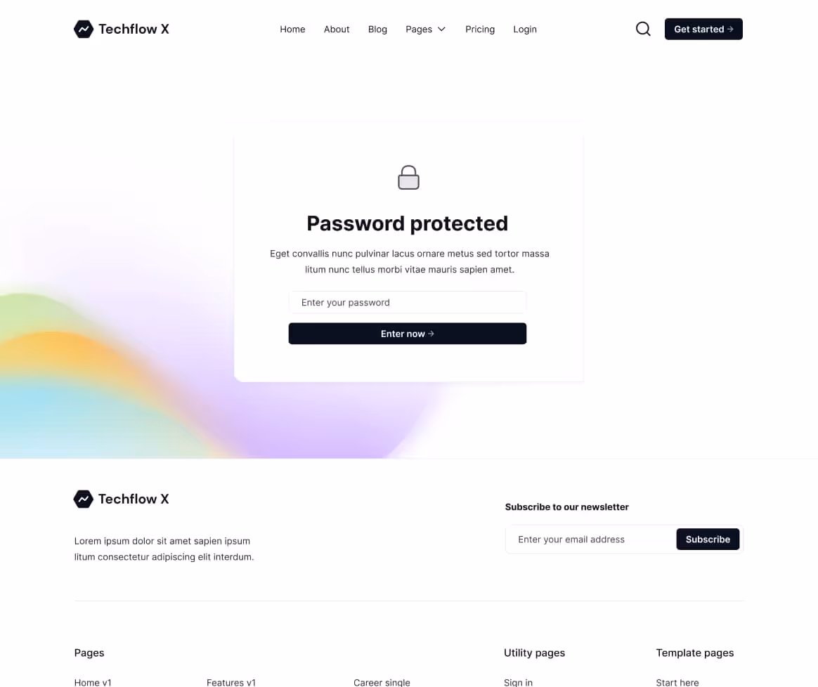 Techflow X - Password Protected Page - Multi-Layout Saas Webflow Template