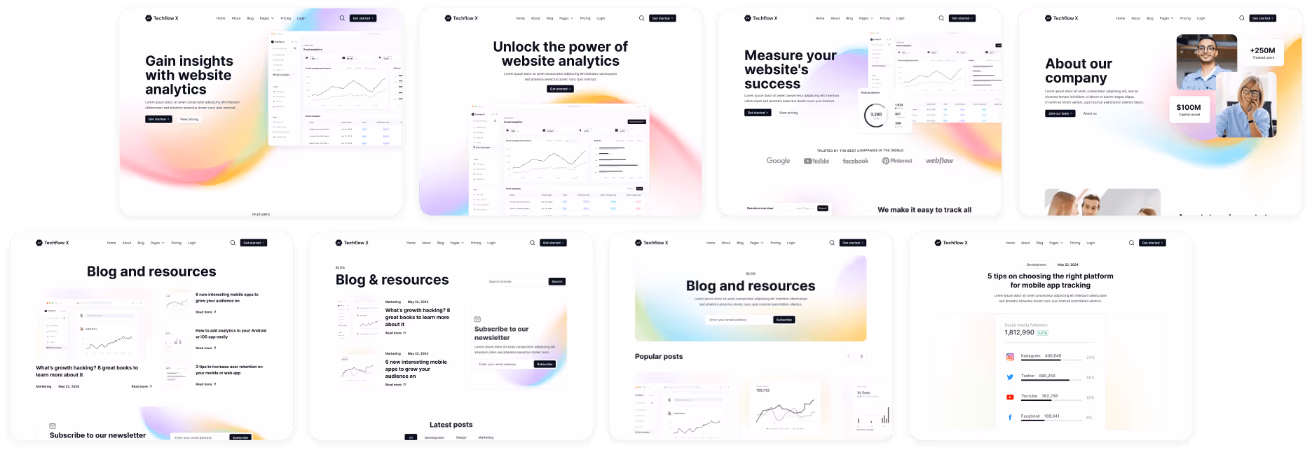 Techflow X - Webflow Templates - Multi-Layout Saas Webflow Template