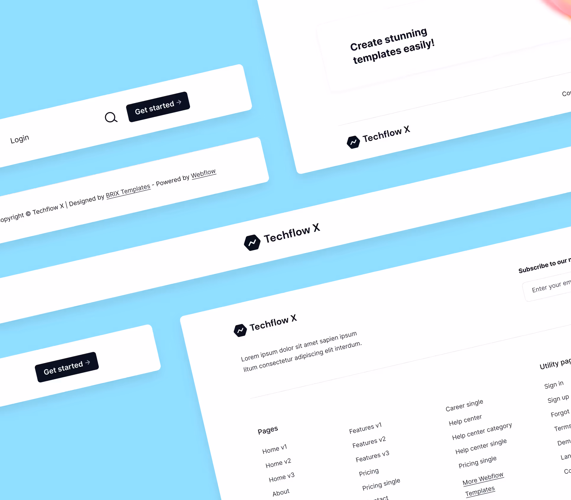 Techflow X - 3 Headers And Footers Included - Multi Layout SaaS Webflow Template