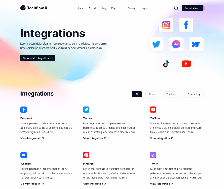 Integrations - Techflow Webflow Template