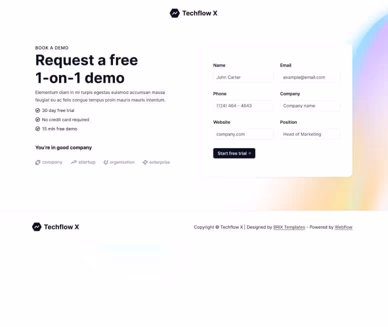 Techflow X - Demo Page - Multi-Layout Saas Webflow Template