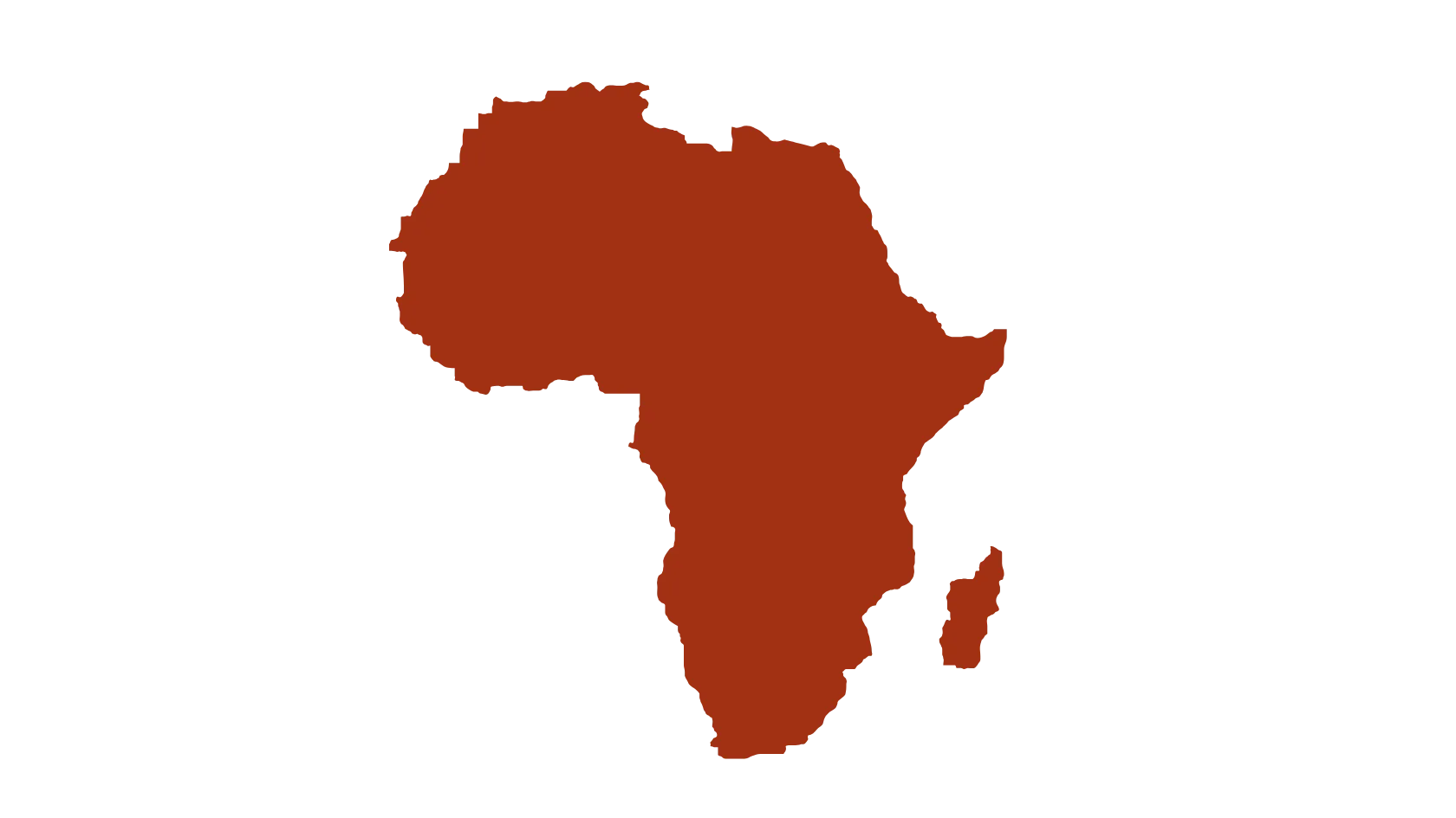 Silhouette of the African continent in rust-red color