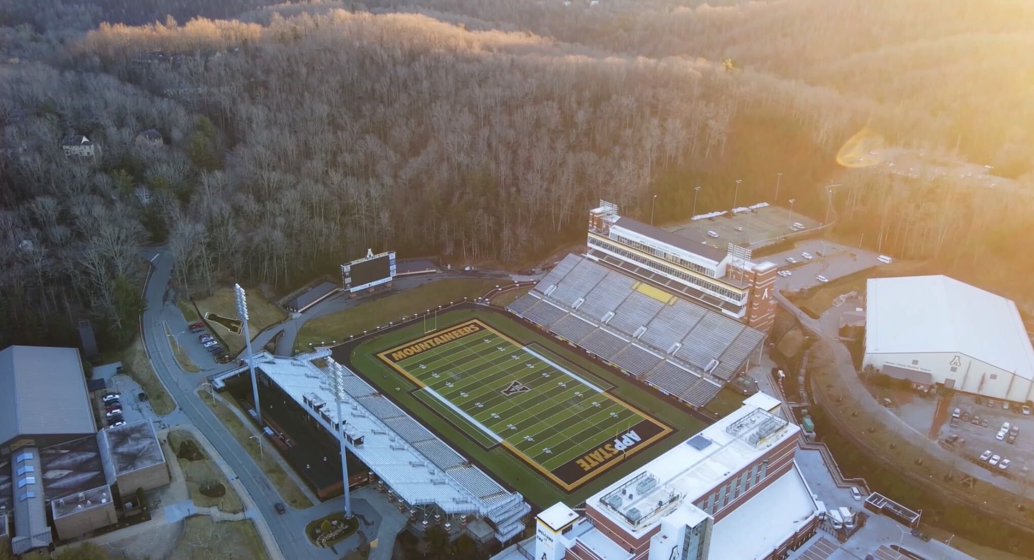 Aerial view of the High Country in Boone, North Carolina, in the fall