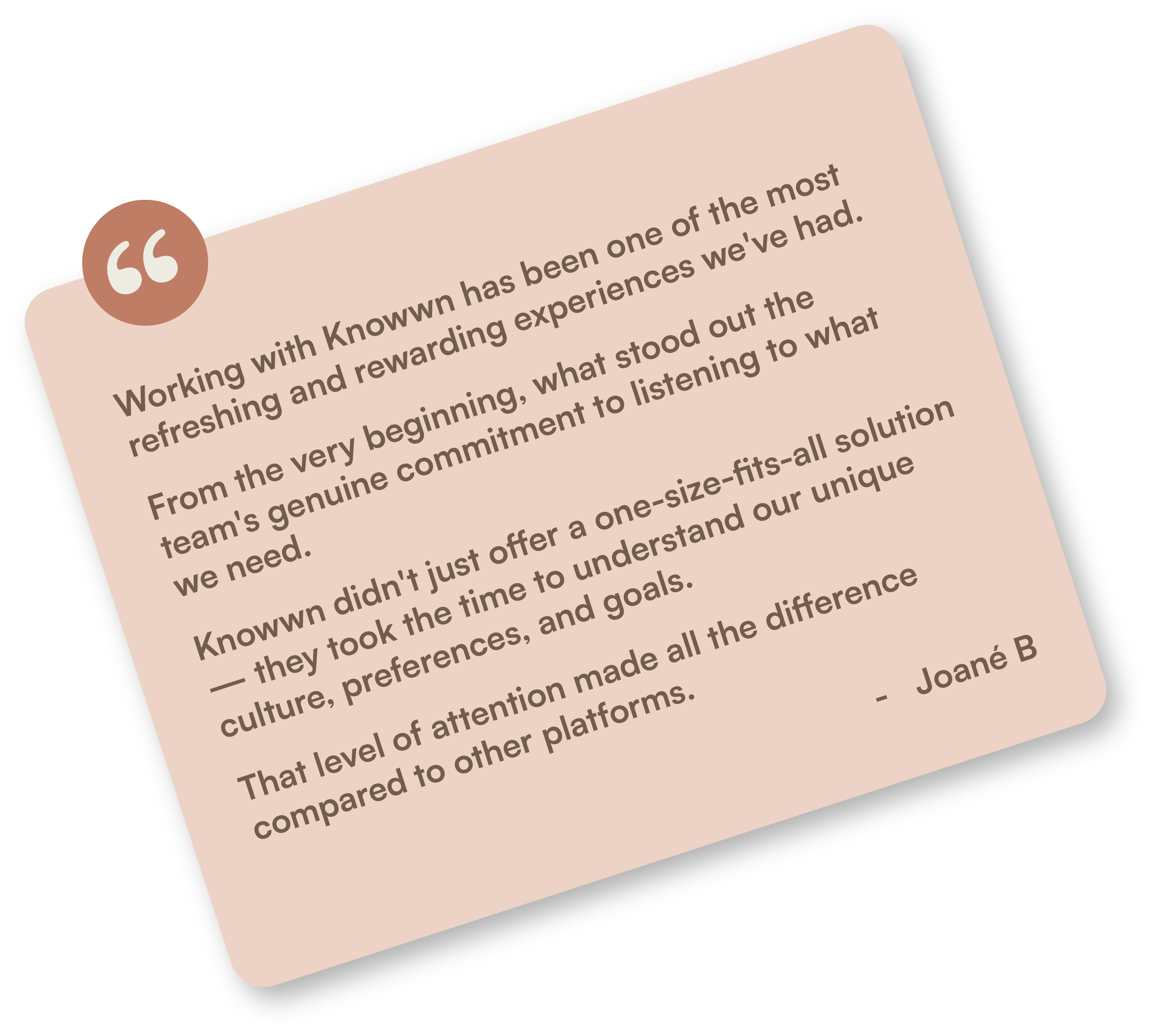 Customer testimonial