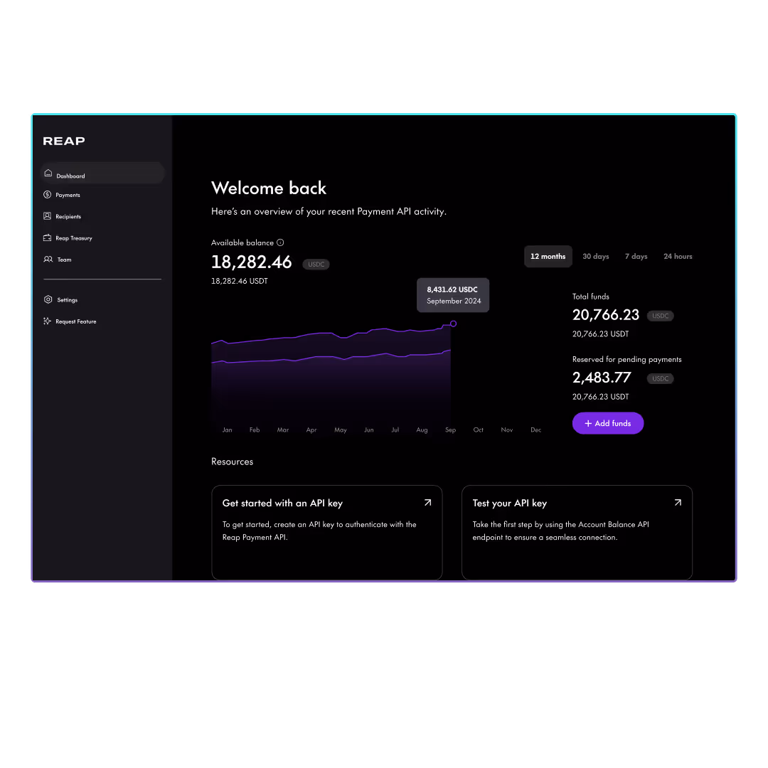 Reap payment interface