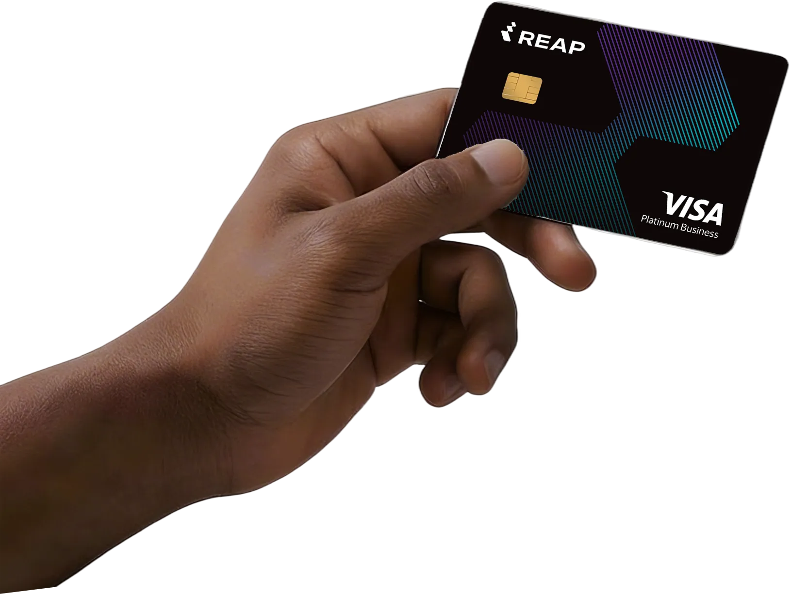 Hand holding a Reap Visa corporate card