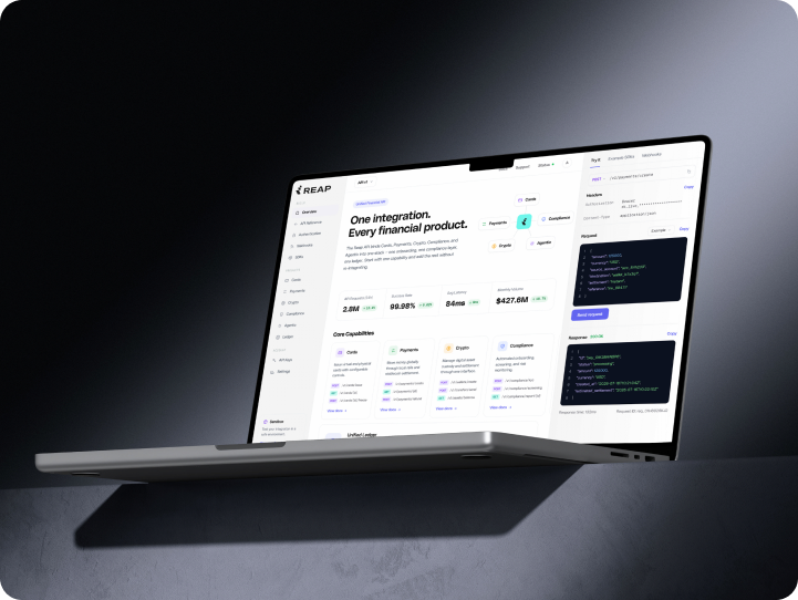 Embedded Finance dashboard on a laptop