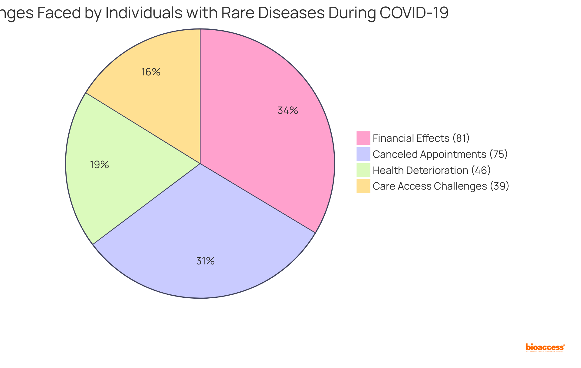 Each slice of the pie shows how many individuals reported specific challenges during the pandemic — the larger the slice, the more significant the issue.