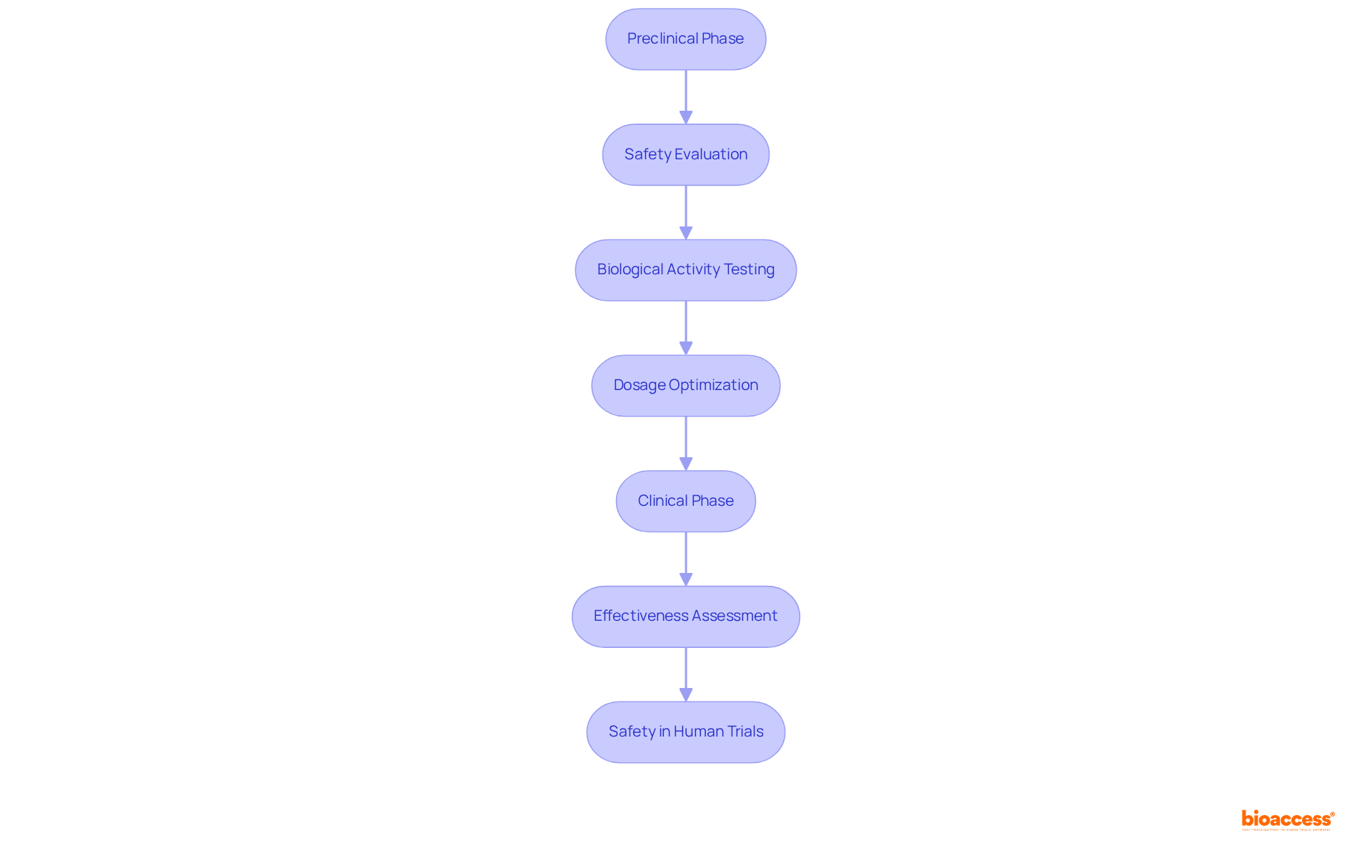 Follow the arrows to see how preclinical studies lay the groundwork for clinical trials, with each step representing important objectives in the drug development process.