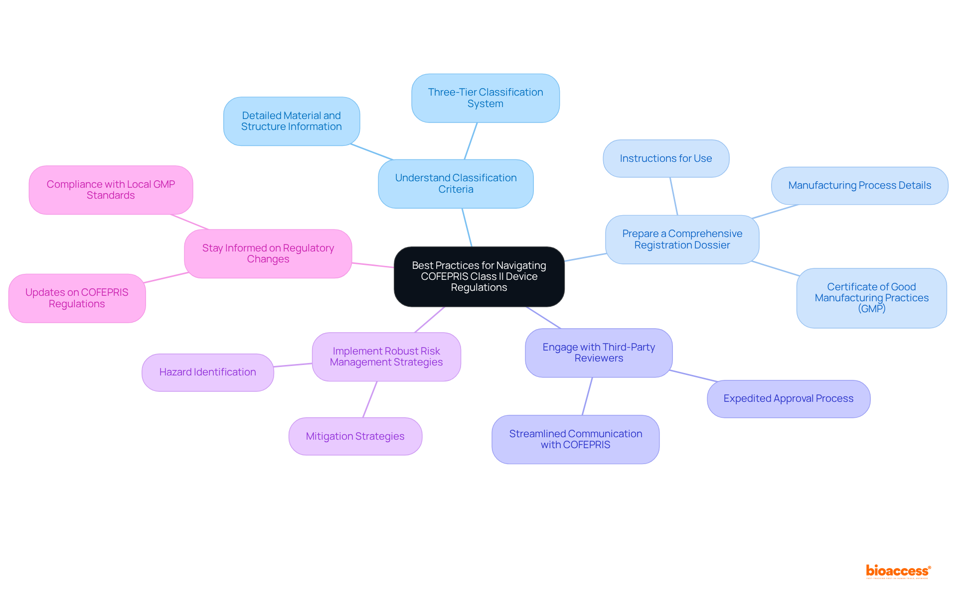 The center represents the overall best practices, while each branch points to specific strategies you can use to ensure compliance. The colors help differentiate each practice for easier understanding.