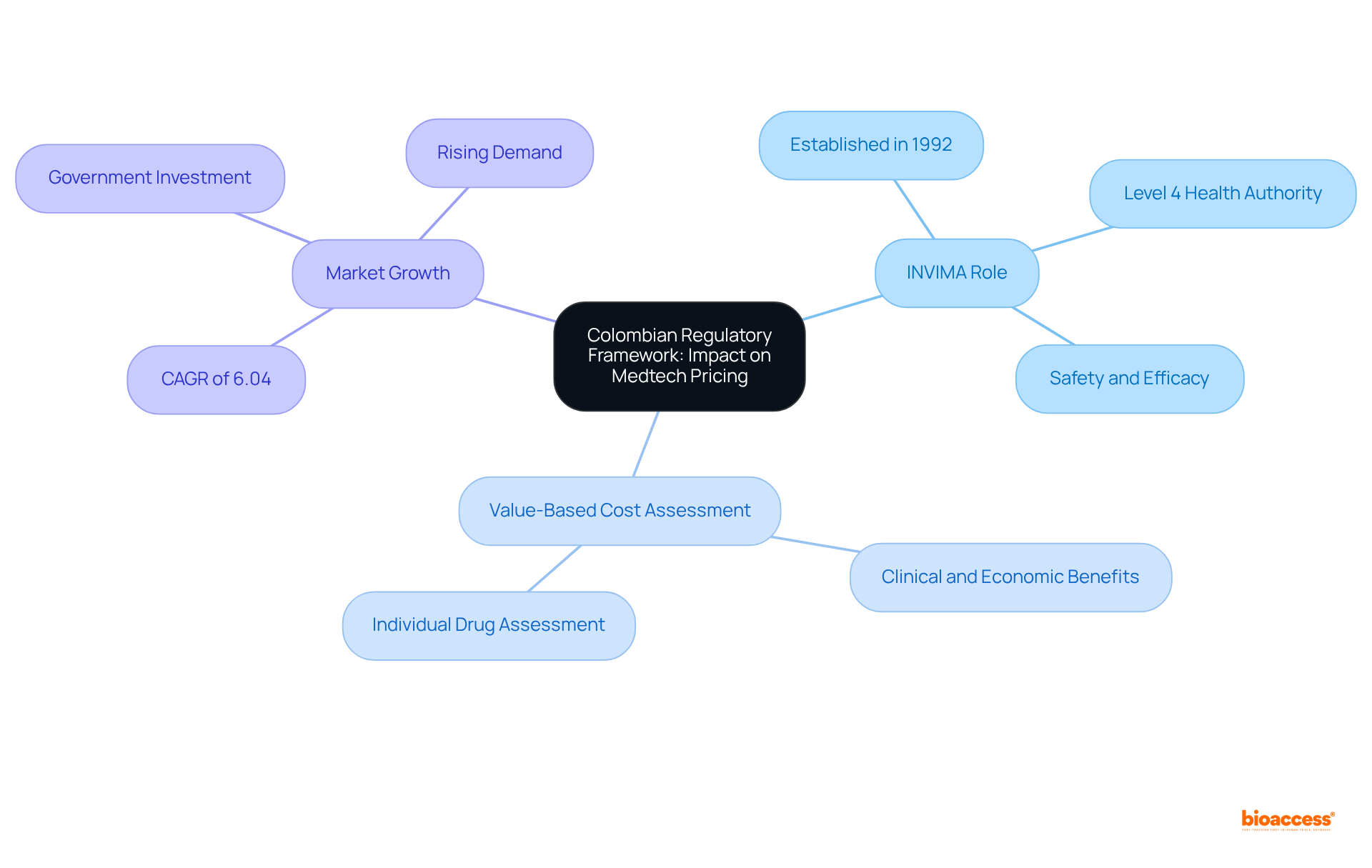 The central node represents the main topic, and the branches show related aspects like regulations, methodologies, and market trends. Each color-coded branch highlights different components, making it easy to see how they connect to the overall theme.