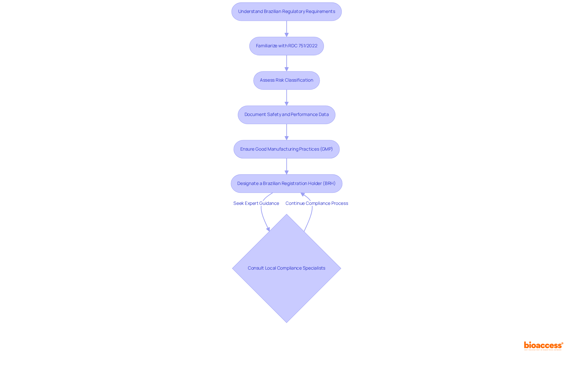 This flowchart outlines the steps to comply with Brazilian regulations for technical files. Follow the arrows to see how each requirement connects and contributes to successful navigation of the regulatory landscape.