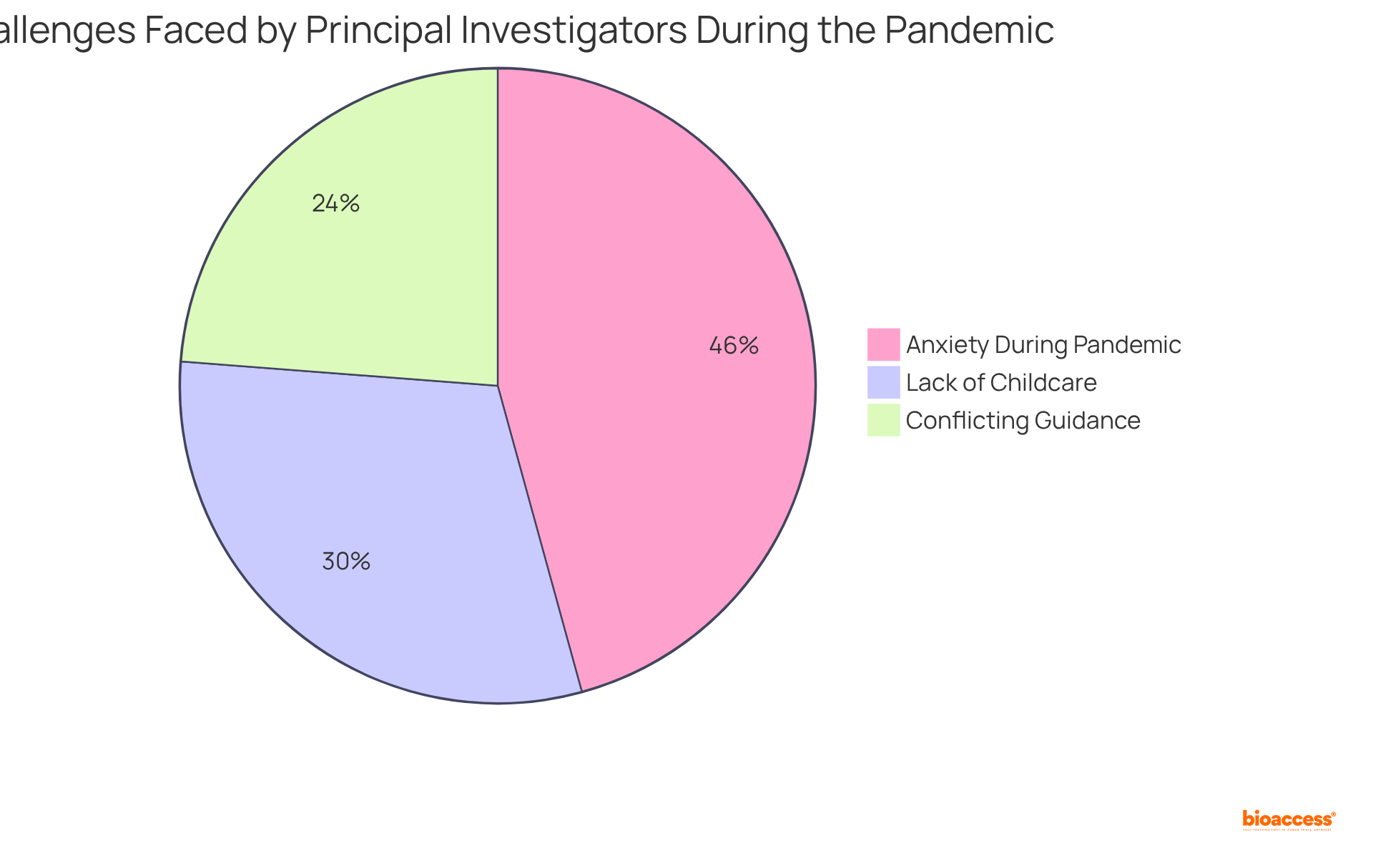The segments of the pie show the different challenges PIs encounter: the larger the segment, the more common that experience is among PIs.