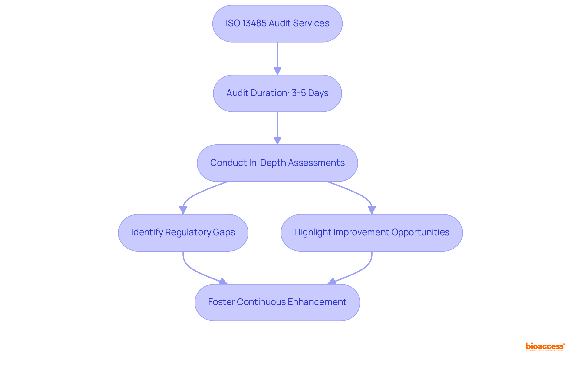 Follow the flow from audit services to the outcomes. Each box represents a step in the audit, demonstrating how thorough evaluations can lead to better quality management and compliance.