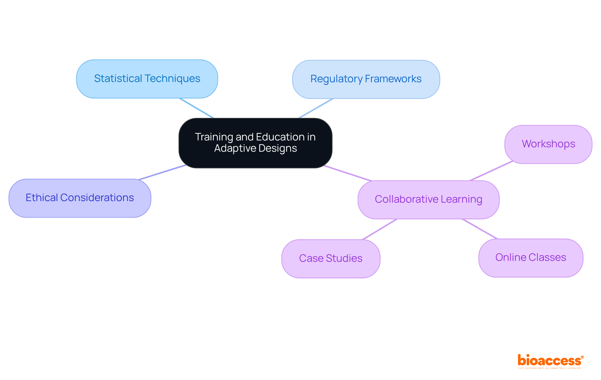 The center represents the main theme of training and education. Each branch highlights important components that contribute to developing expertise, showcasing their interconnectedness.