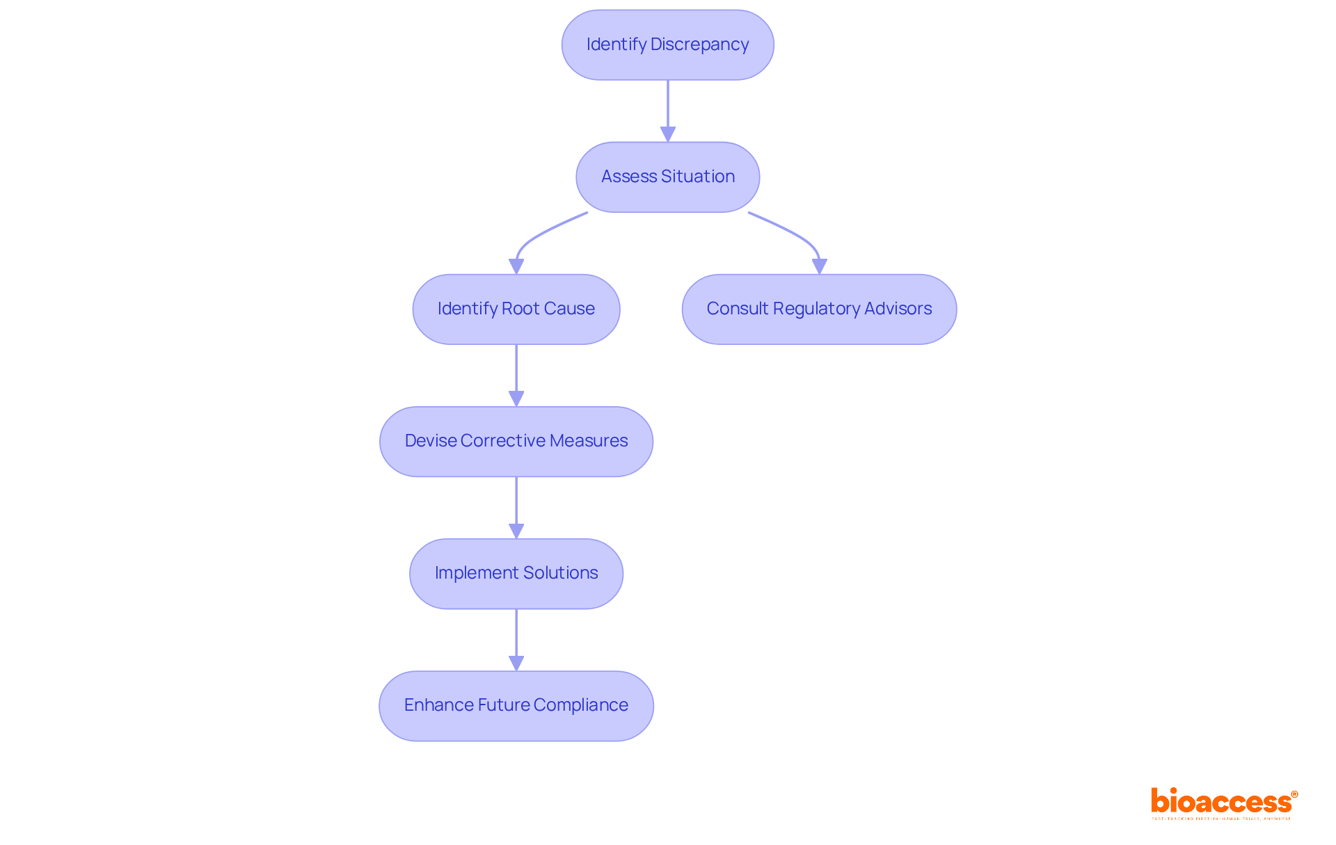 The flowchart guides you through the steps clinical reviewers take when they encounter discrepancies—follow the arrows from identifying the issue to finding solutions and ensuring compliance.