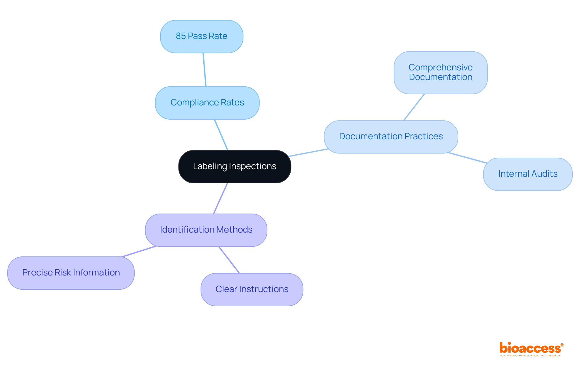 The center represents the overall goal of labeling inspections. Follow the branches to explore various strategies and practices that help ensure compliance and integrity in medical device labeling.