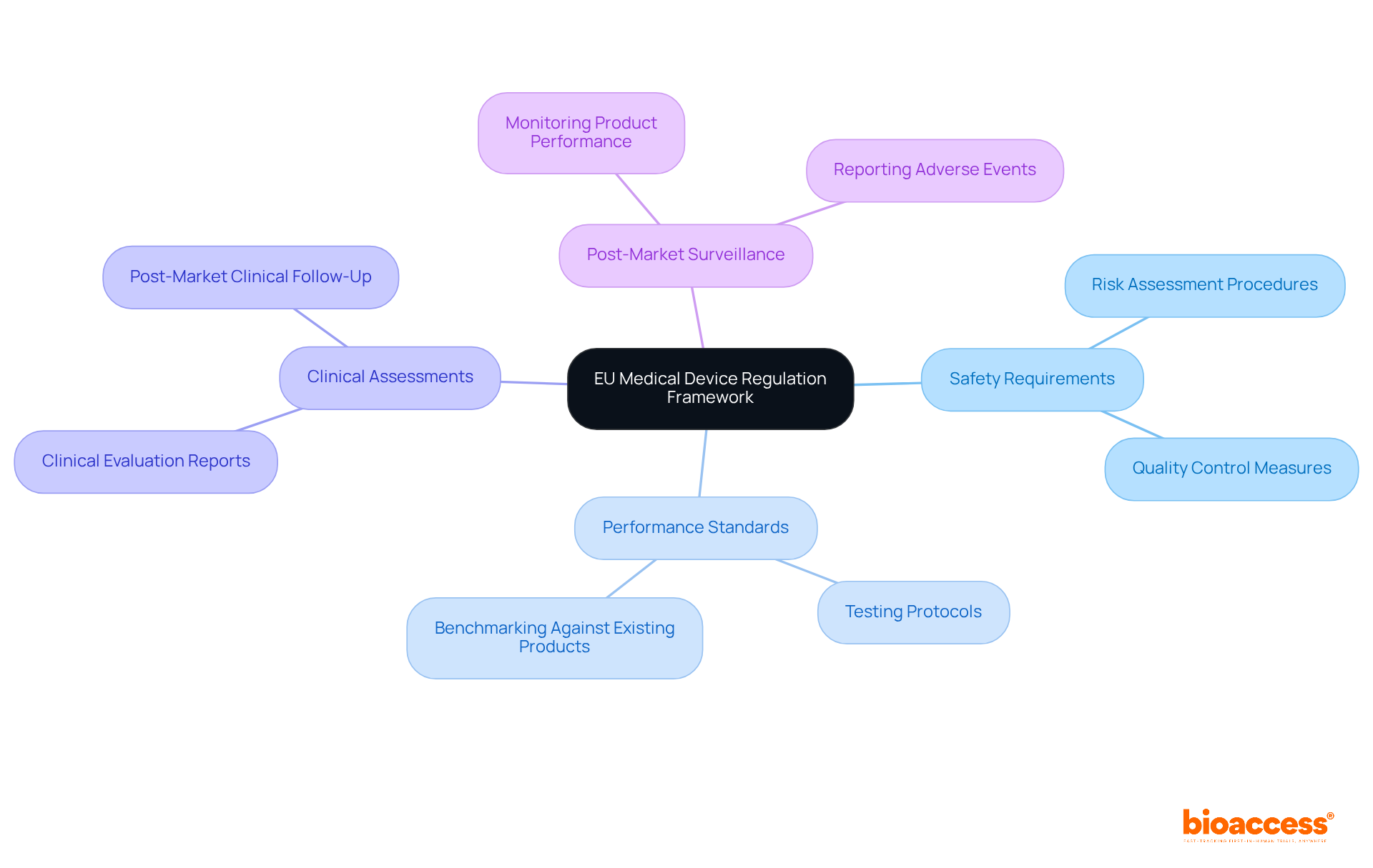 The center represents the overarching regulation, while branches depict critical components that innovators must understand and navigate to ensure compliance and promote their products successfully.