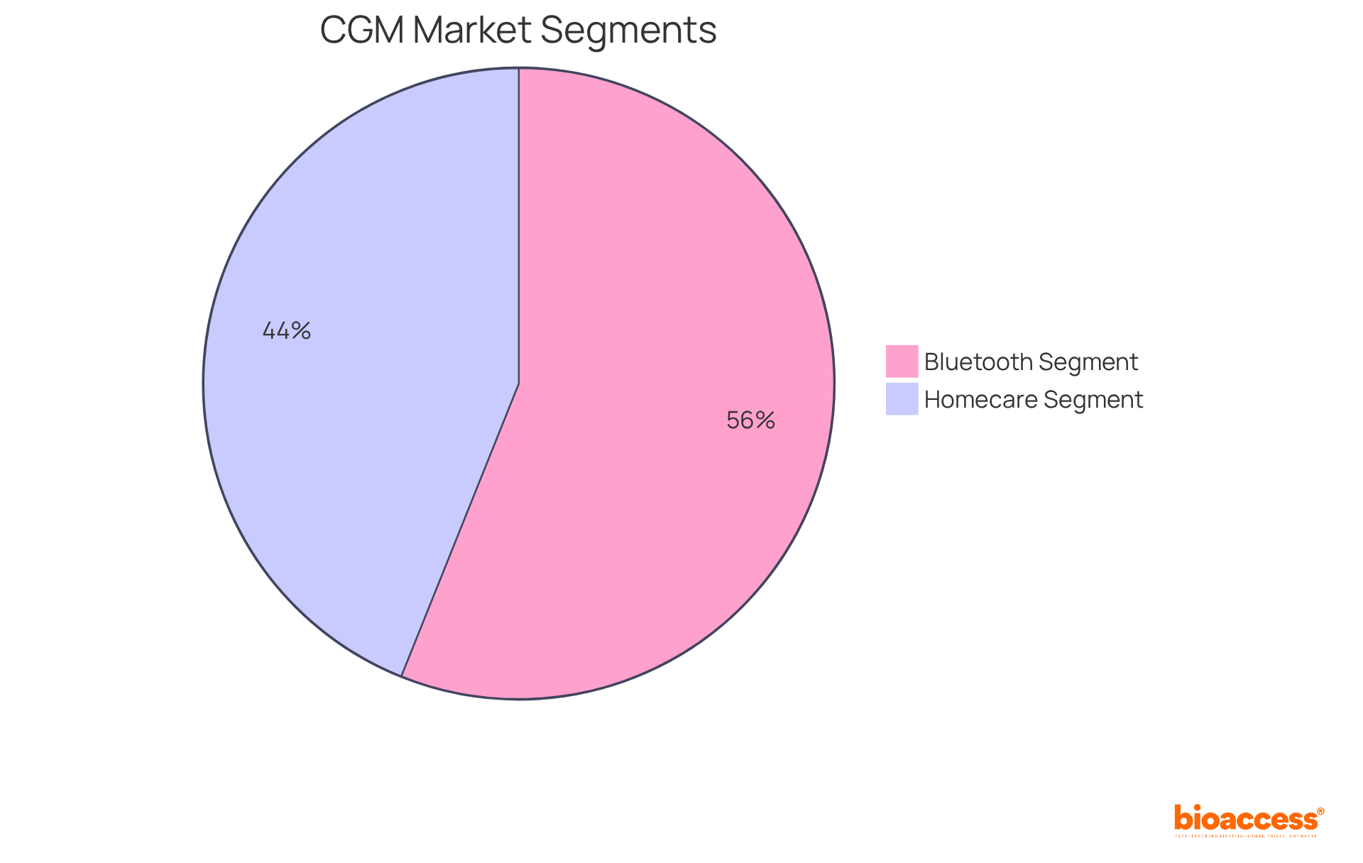 The chart shows how much of the market each segment occupies. The larger the slice, the more significant that segment is in the overall market for CGM devices.