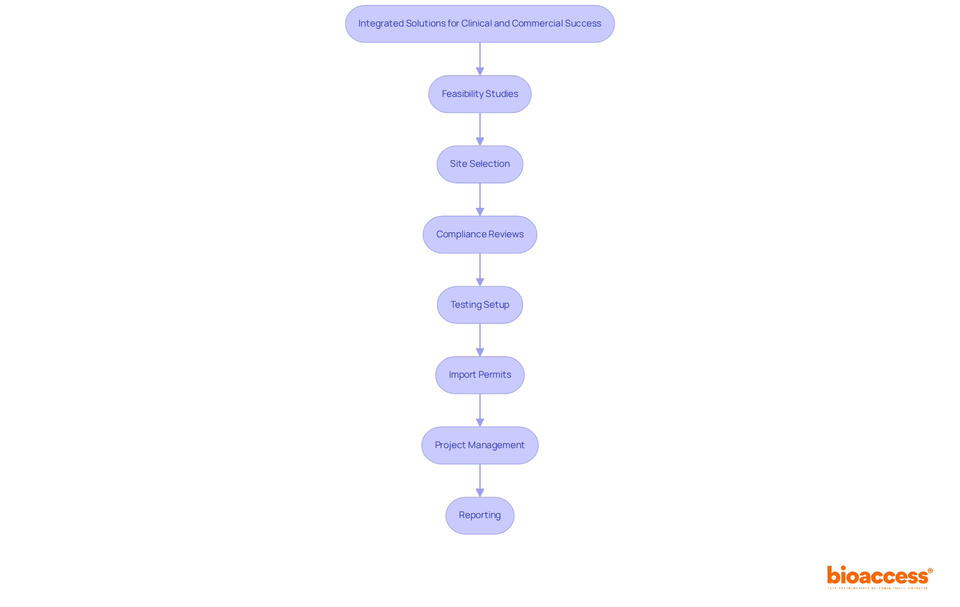 Follow the arrows to see how each service leads to the next in the journey from research to market launch. Each box represents a critical step in ensuring that innovative therapies reach patients efficiently.