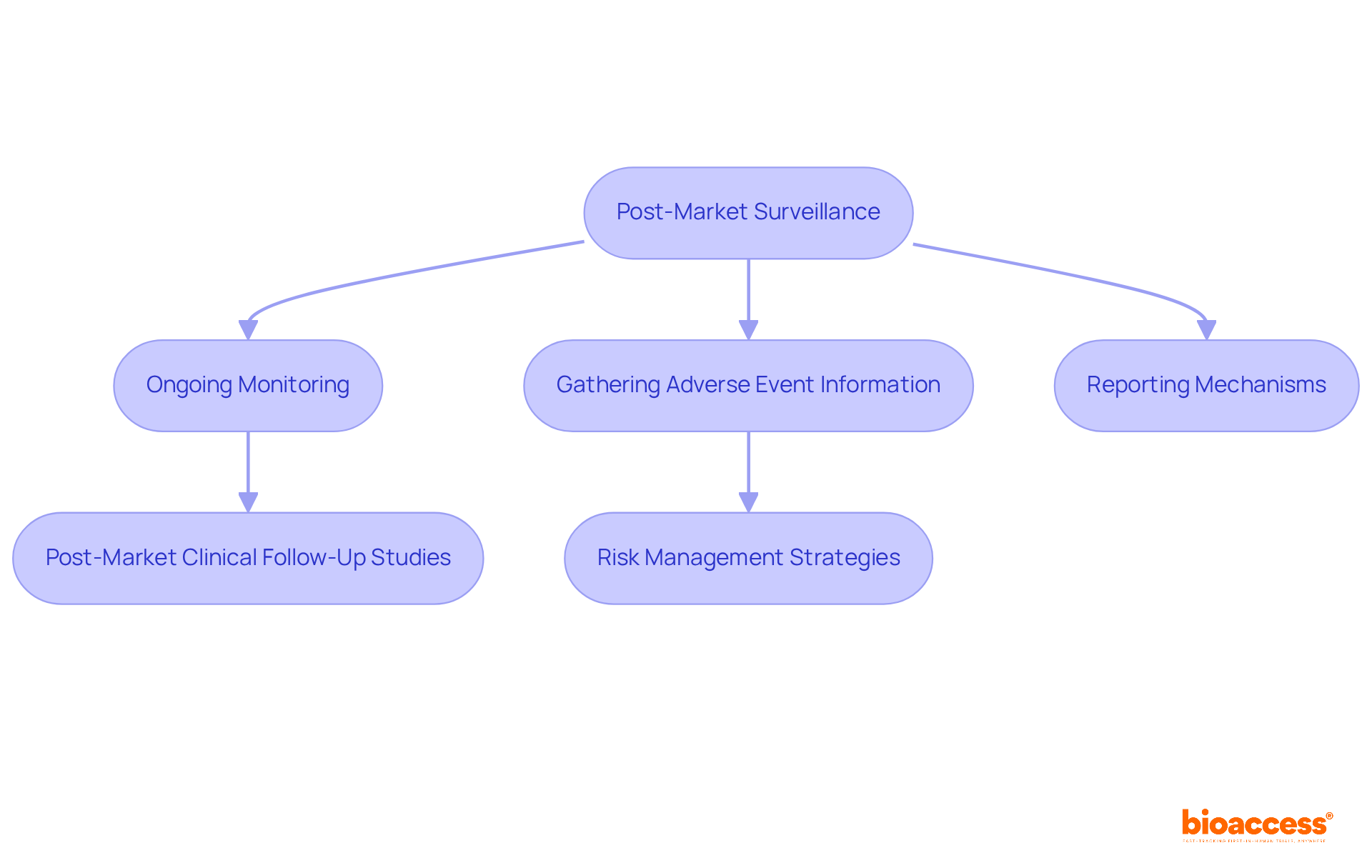 Each box represents a key activity in the post-market process — follow the arrows to see how these activities connect and contribute to the long-term success of medical devices.