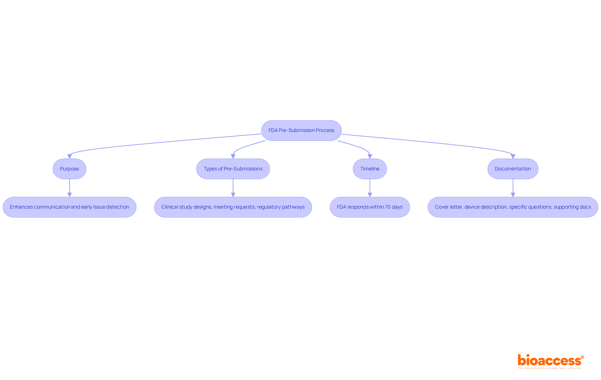 Each box represents a key component of the FDA pre-submission process. Follow the arrows to understand how each part connects and contributes to a successful submission.