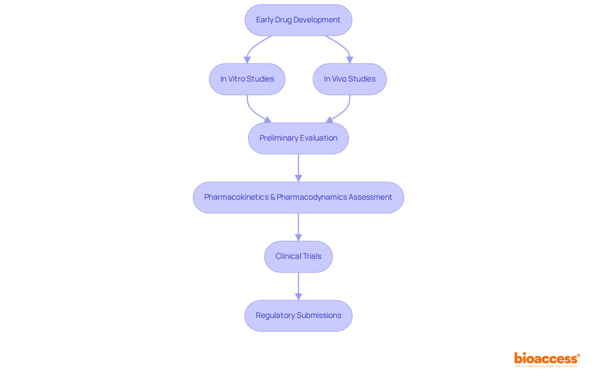 This flowchart illustrates the steps in drug development. Each box represents a crucial stage, and the arrows indicate the progression from early research to clinical trials and regulatory approval. Follow the path to understand how laboratory findings lead to real-world applications.