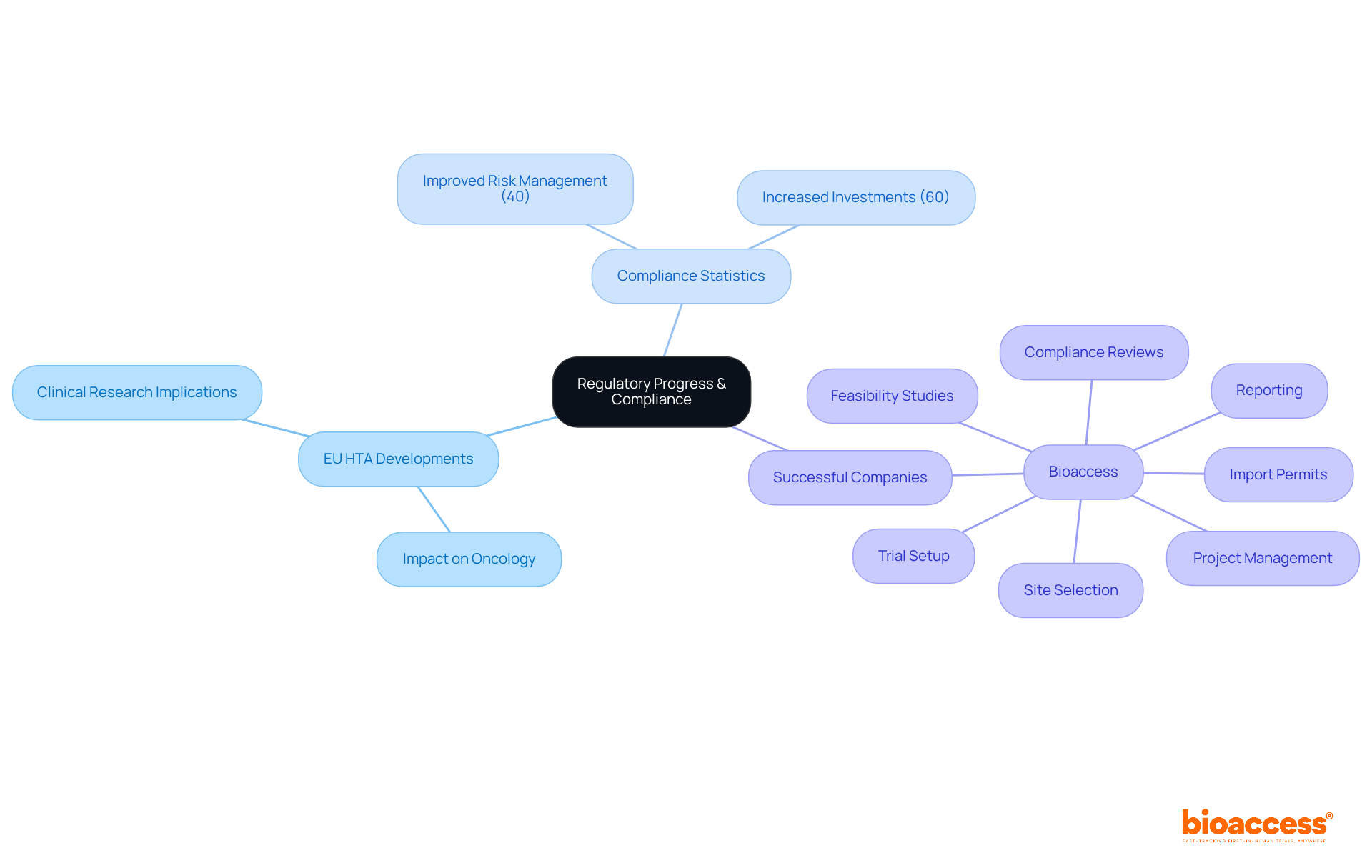 The center represents the overarching theme of regulatory progress, with branches showing key developments and statistics. Each sub-branch gives a deeper look into specific aspects, like company adaptations and compliance efforts.