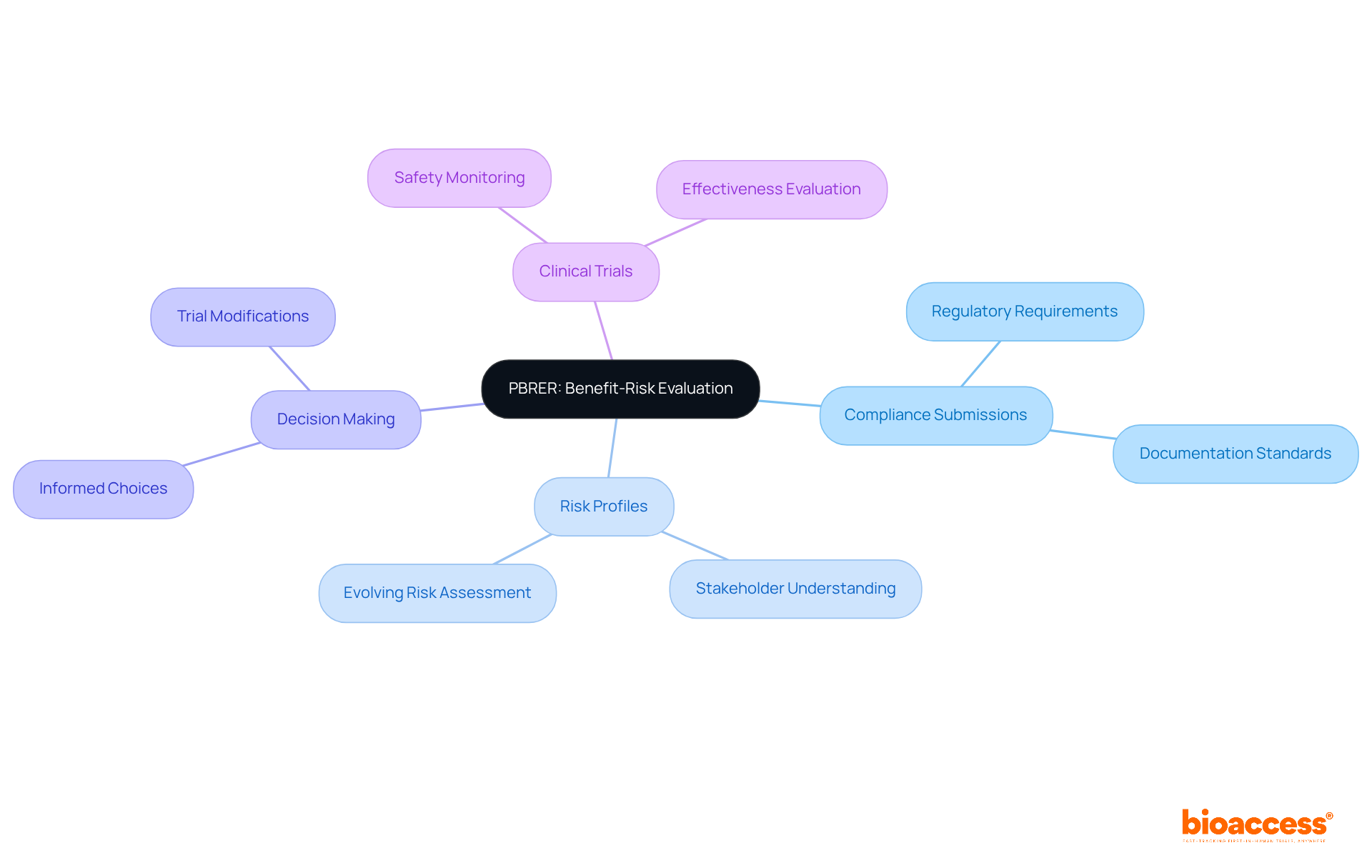This mindmap illustrates how the PBRER connects with various components of drug evaluation, helping you understand the relationships and importance of each aspect.