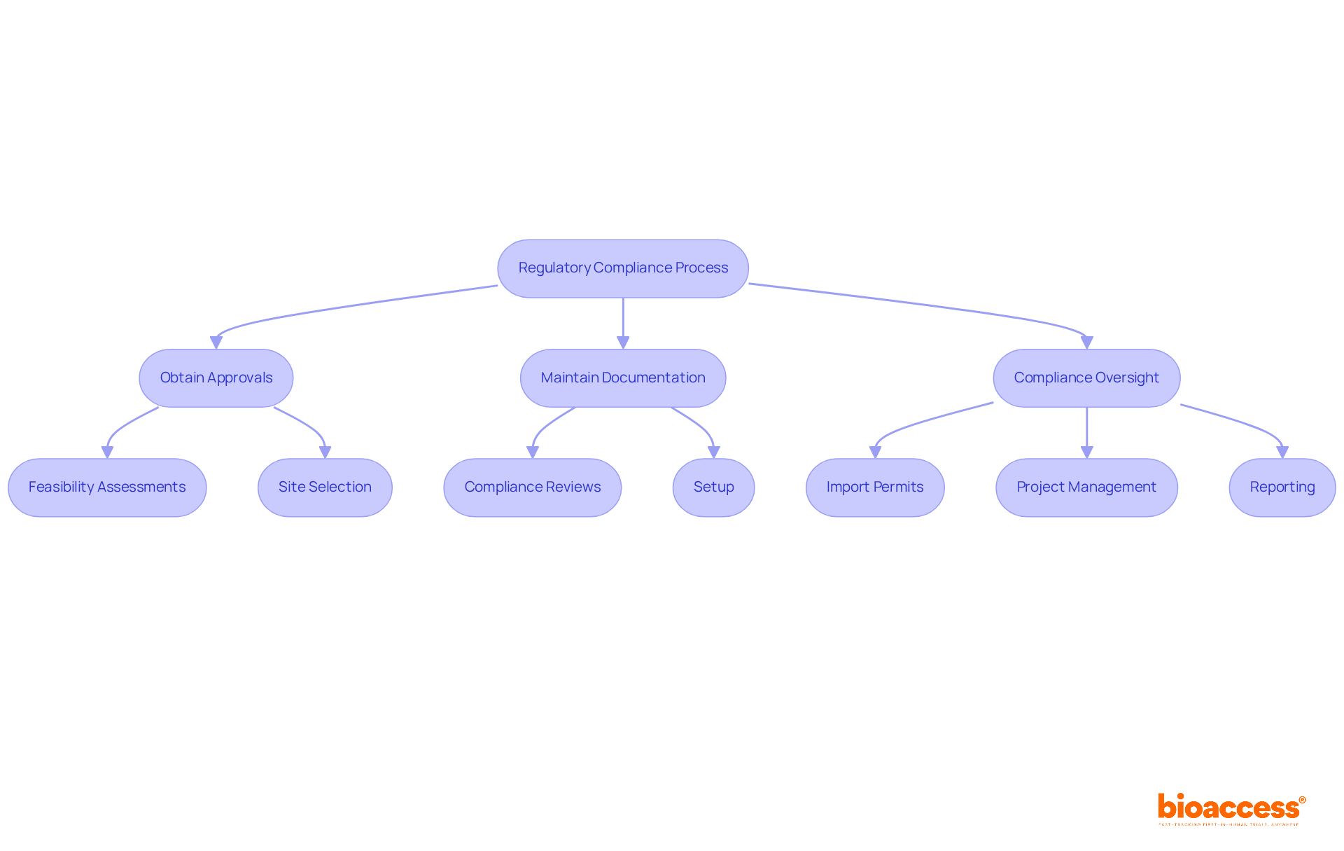 Each box represents a key step in the regulatory compliance process and the services provided by bioaccess®. Follow the arrows to understand how these steps connect to support successful medical research. Each box represents a key step in the regulatory compliance process and the services provided by bioaccess®. Follow the arrows to understand how these steps connect to support successful medical research.