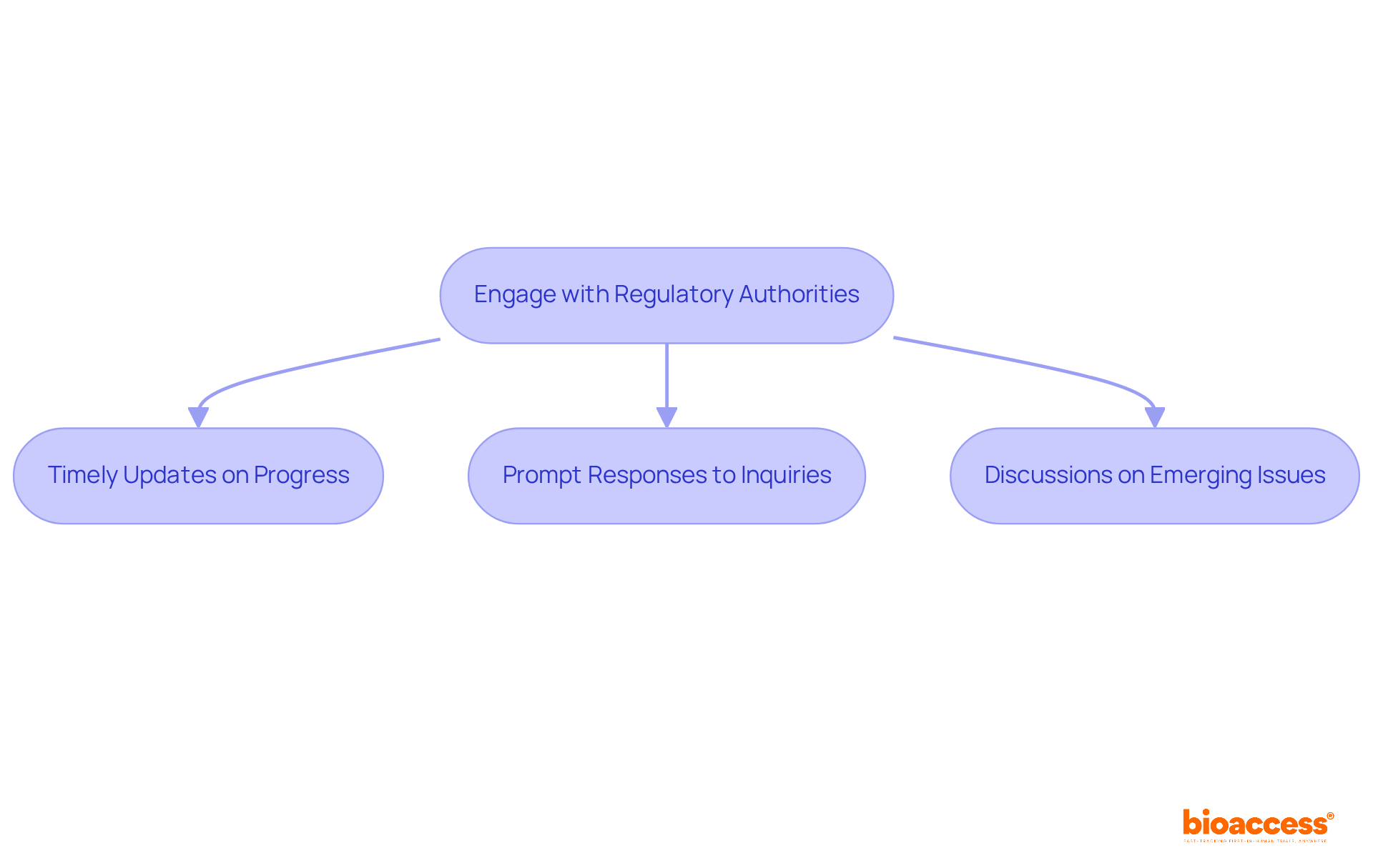 Follow the arrows to see the steps for engaging with regulators. Each box represents a key action that helps sponsors communicate effectively, ensuring a smoother approval process.