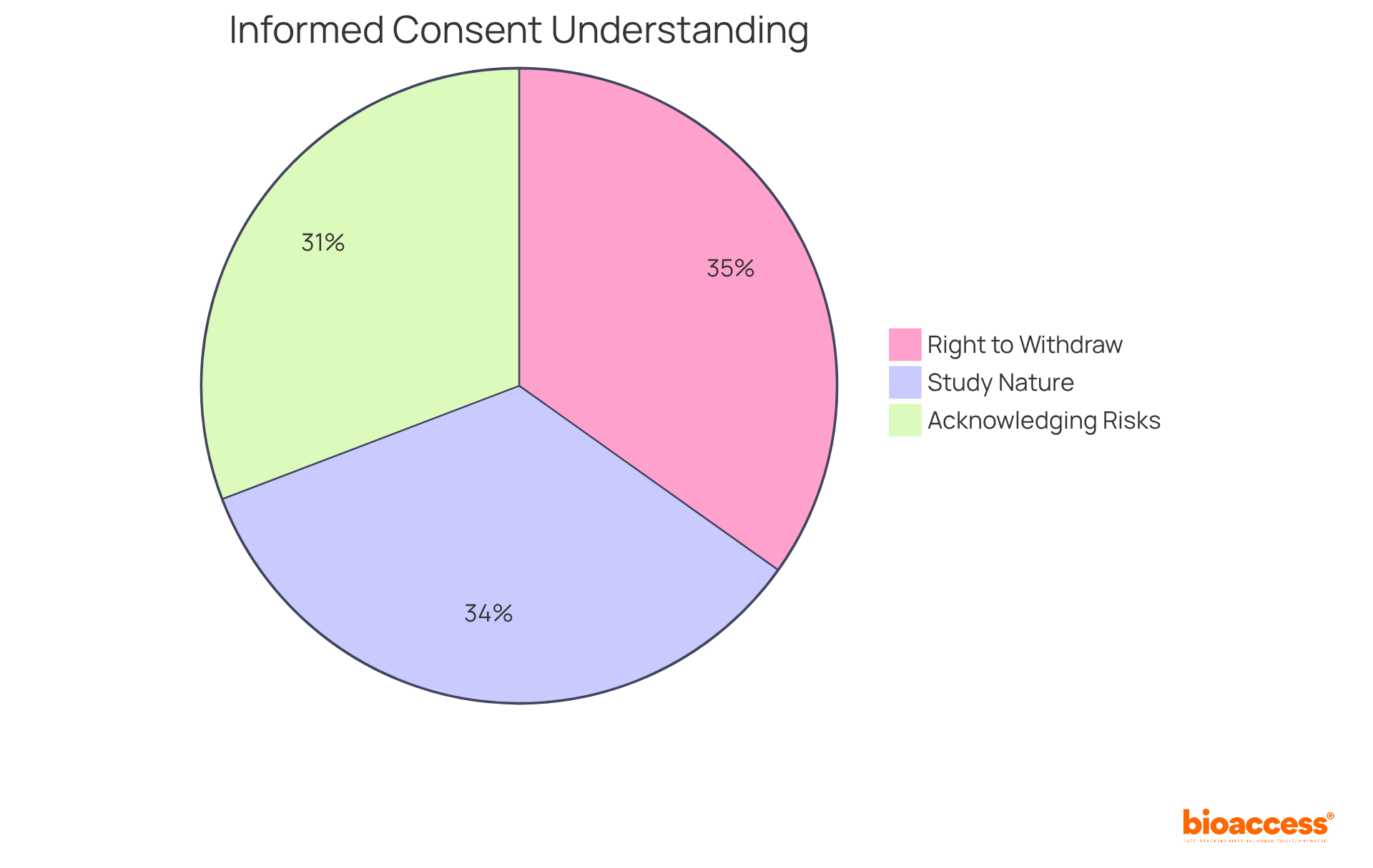 Each slice represents a different aspect of informed consent — the larger the slice, the more participants understand that aspect.