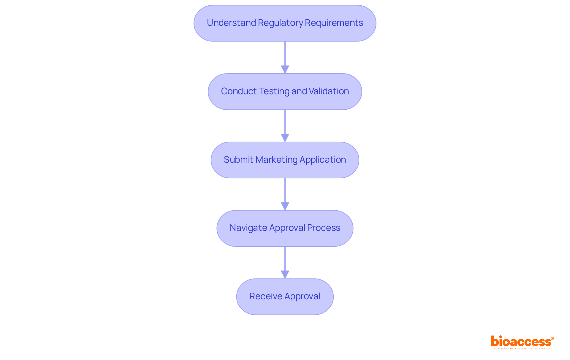 Each box represents a key step in the regulatory process. Follow the arrows to see how the steps lead into one another, guiding researchers through the complex approval pathway.