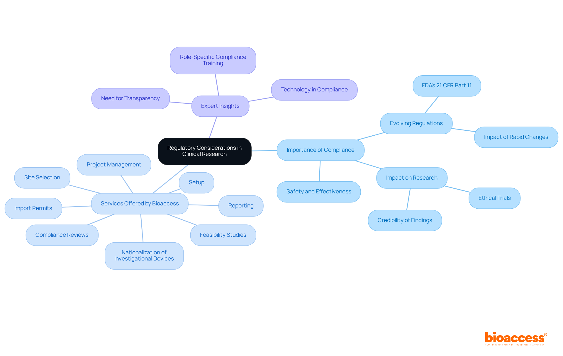 The central node represents the main topic of regulatory considerations. Each branch shows a key area related to compliance, with further details branching out to illustrate specific services and insights. This layout helps you understand how different aspects of compliance are interconnected. The central node represents the main topic of regulatory considerations. Each branch shows a key area related to compliance, with further details branching out to illustrate specific services and insights. This layout helps you understand how different aspects of compliance are interconnected.