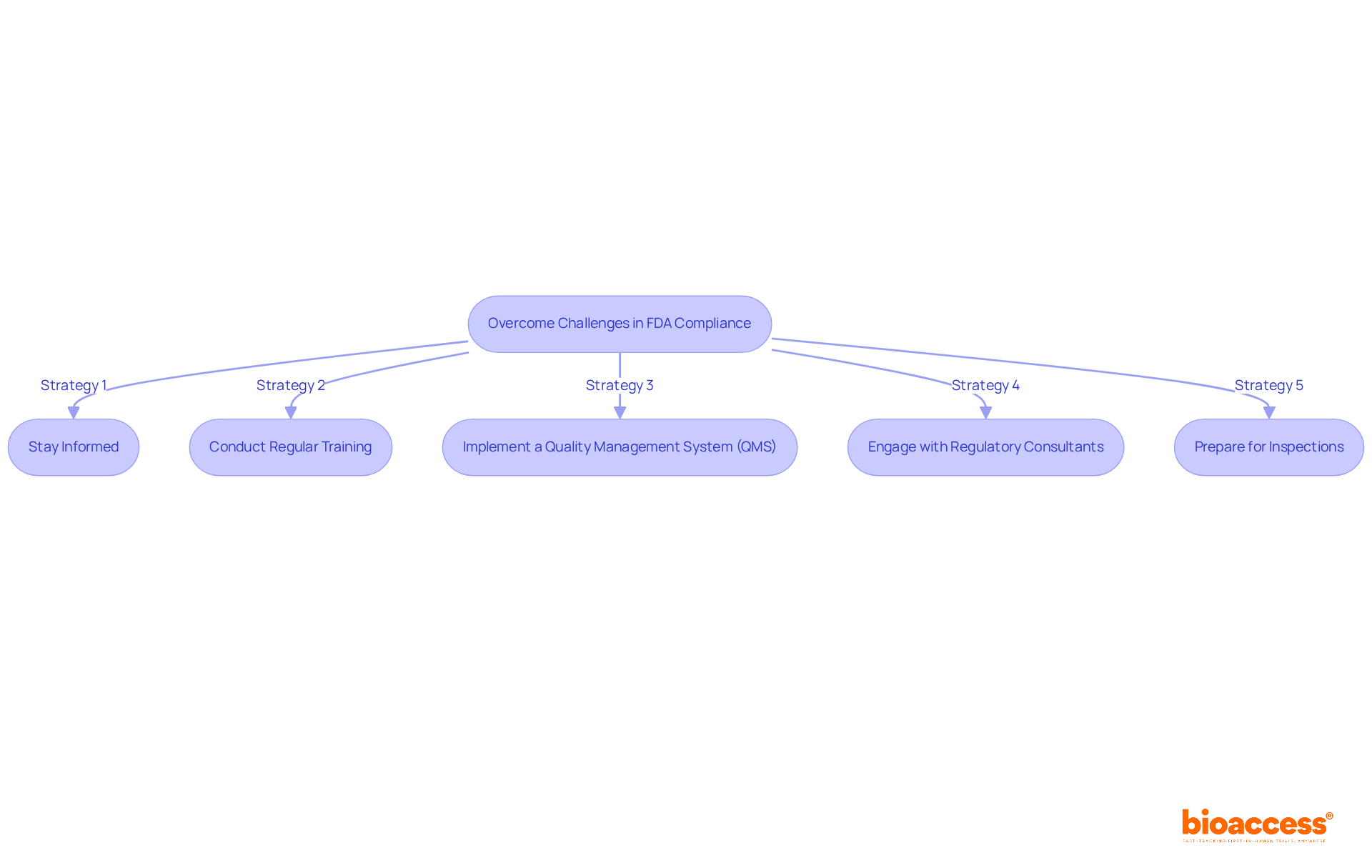 Each box represents a strategy to improve FDA compliance. Follow the arrows to see how these strategies connect and contribute to better regulatory standing. Each box represents a strategy to improve FDA compliance. Follow the arrows to see how these strategies connect and contribute to better regulatory standing.