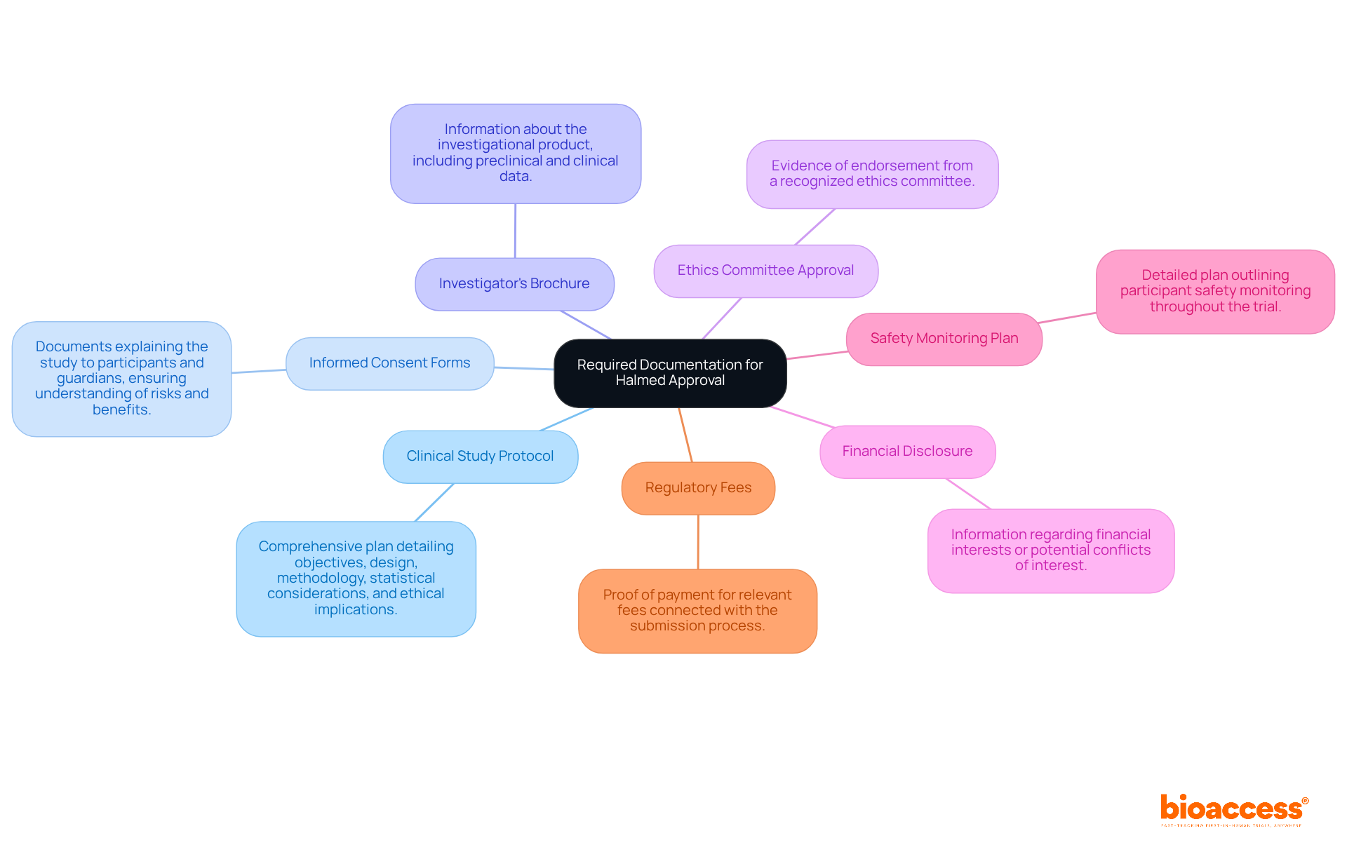 The central node represents the overall application process, while each branch shows a specific document needed for approval. Follow the branches to see what you need to gather for a successful submission. The central node represents the overall application process, while each branch shows a specific document needed for approval. Follow the branches to see what you need to gather for a successful submission.