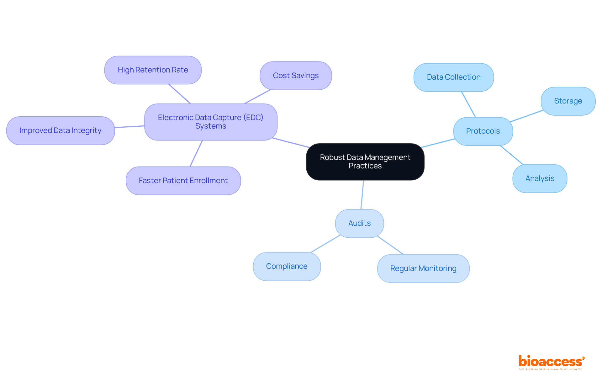 The central node represents the main topic, while branches show key components and their relationships. Each color-coded branch helps you see how different aspects contribute to effective data management. The central node represents the main topic, while branches show key components and their relationships. Each color-coded branch helps you see how different aspects contribute to effective data management.