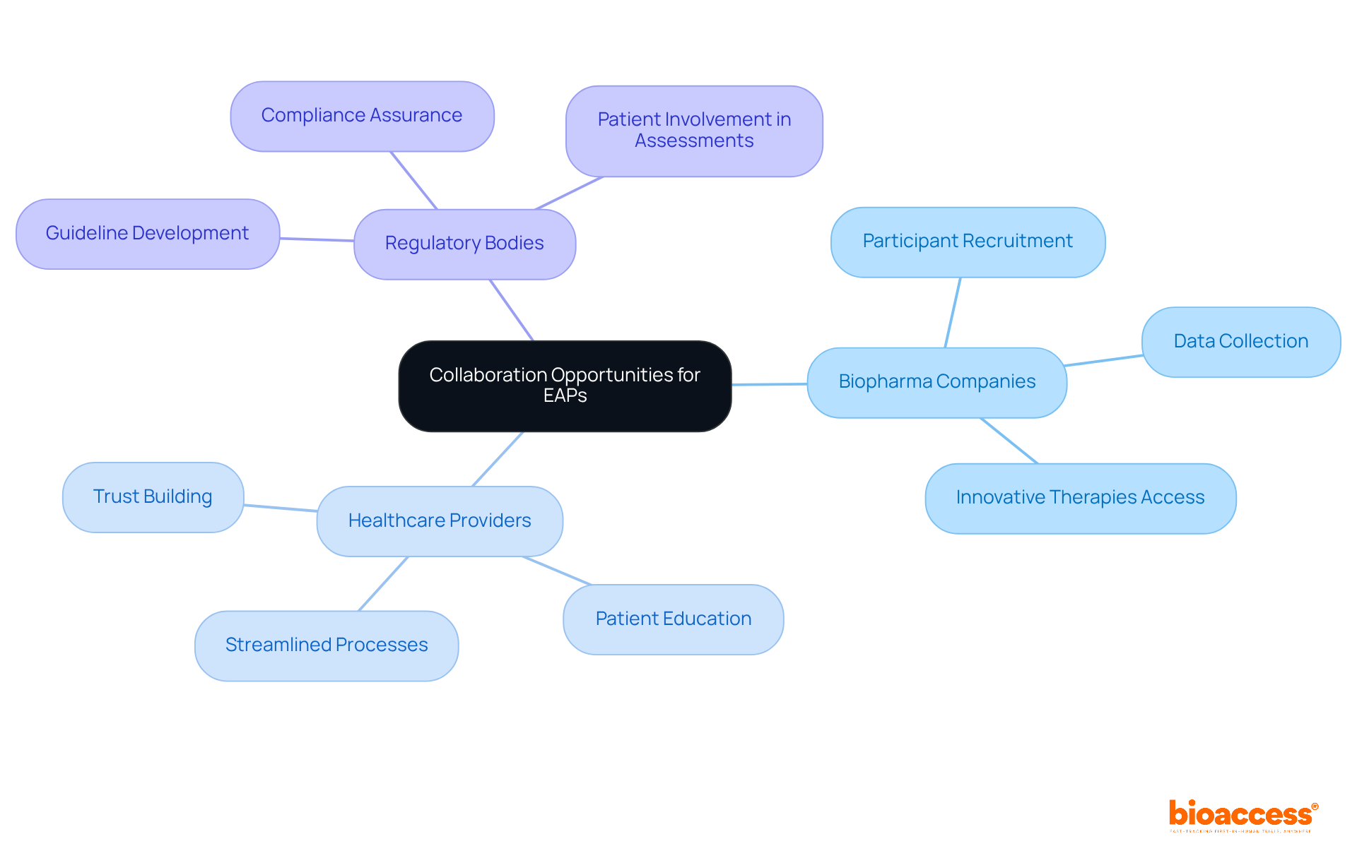 The central node represents the main theme of collaboration, while the branches show the key stakeholders involved and their contributions to enhancing early access programs.